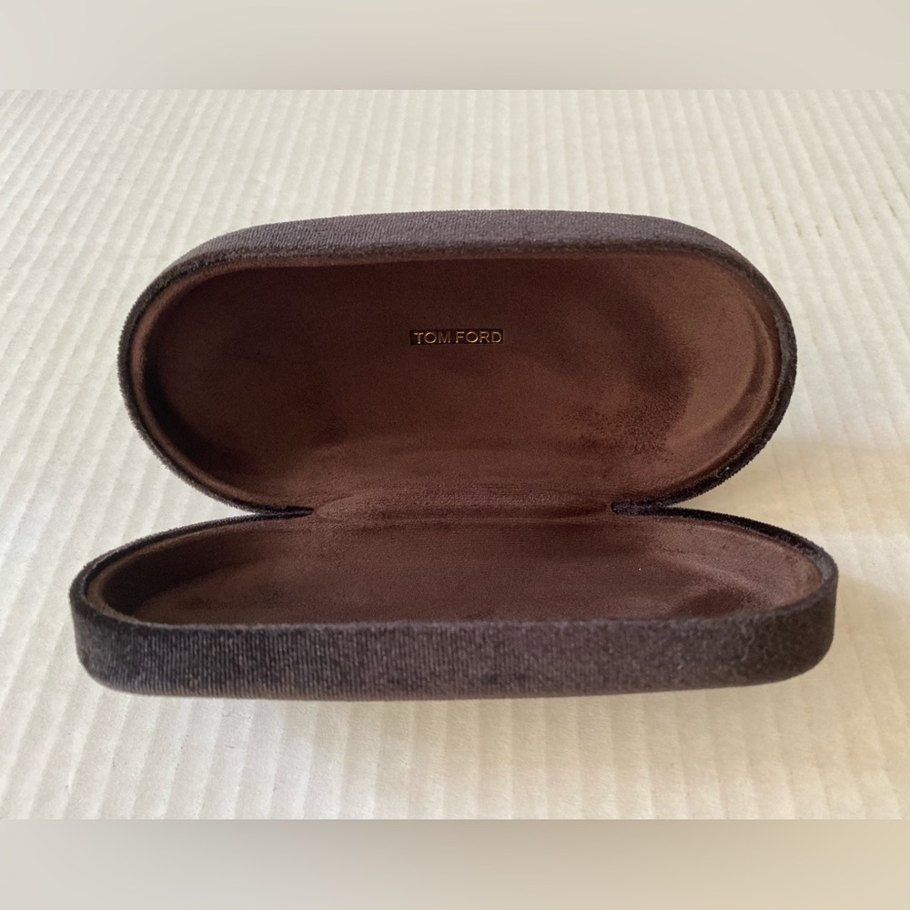 TOM FORD Brown Velvet and Suede Microfiber Clamshell Sunglass Case